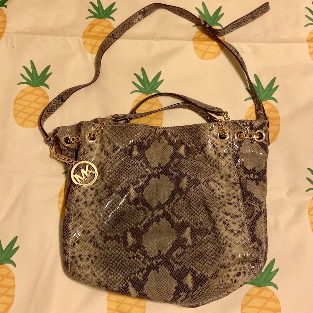 NWOT MK Snakeskin Leather Shoulder Bag Tote